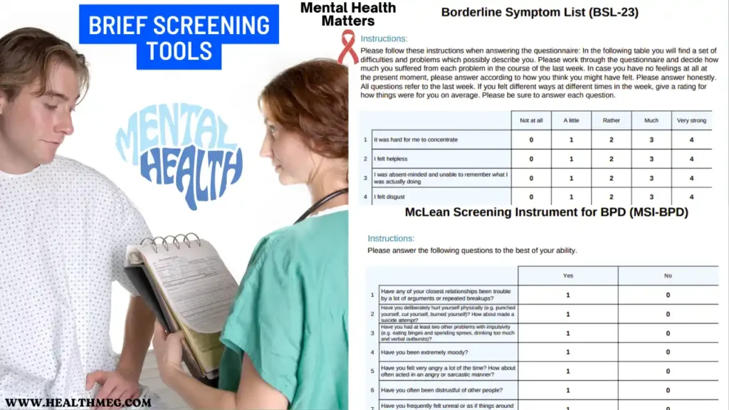 Infographic image showing set of questions related to Brief Screening Tools