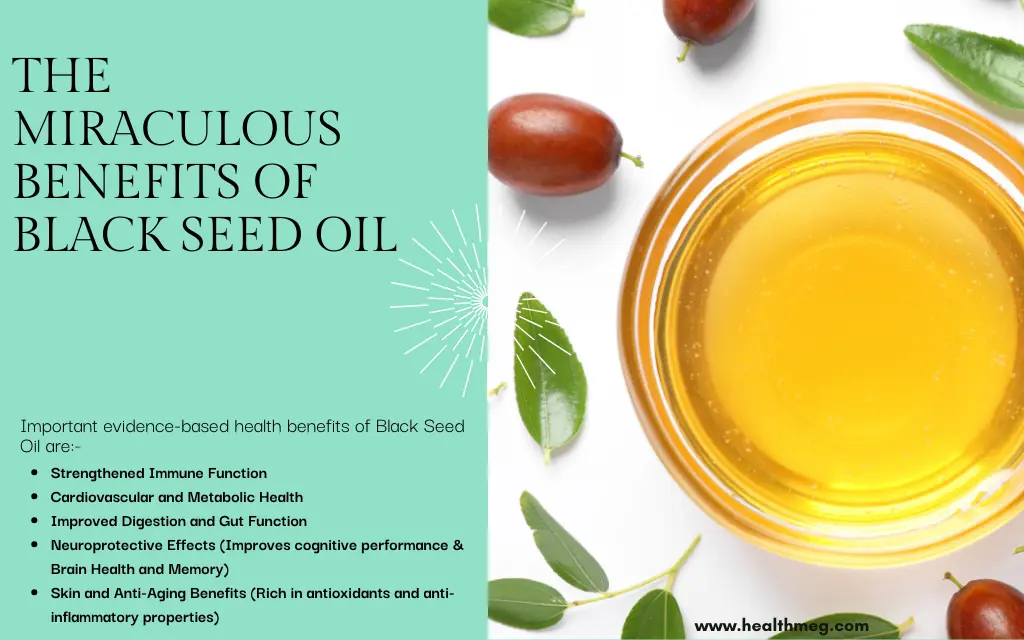 Infographic image showing Benefits of Black Seed Oil
