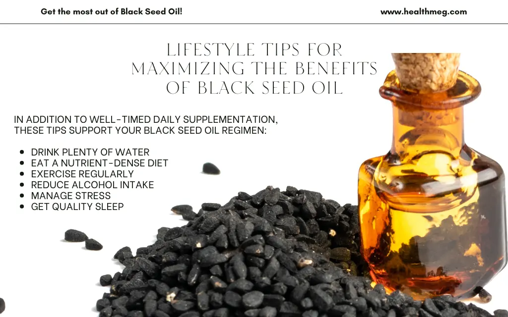 Infographic Image
Showing Lifestyle Tips for Maximizing Black Seed Oil Benefits