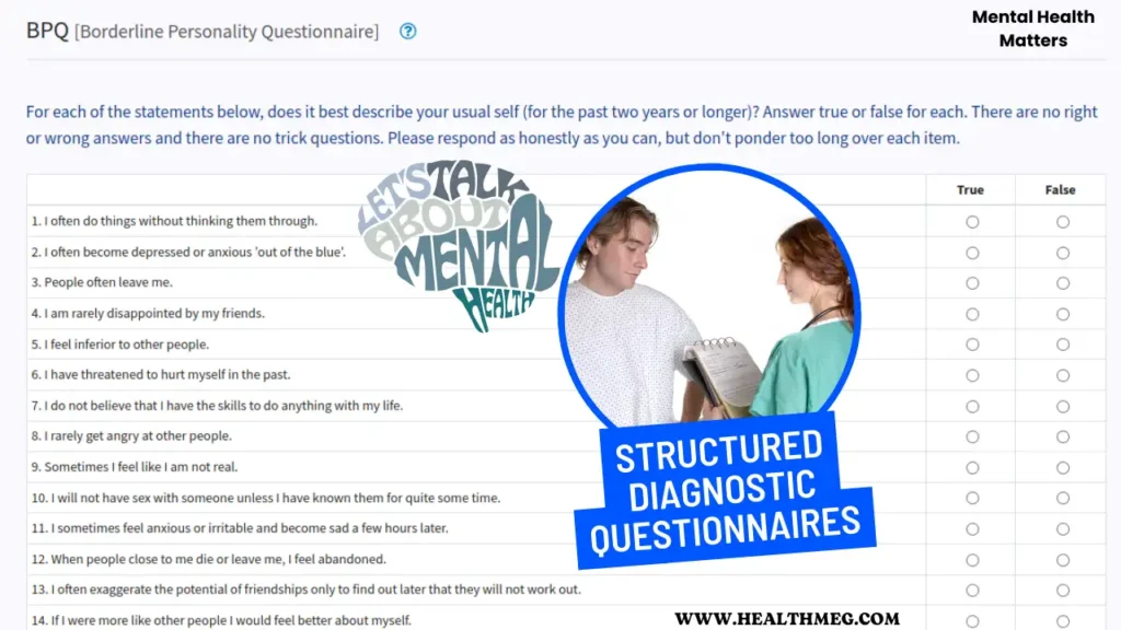 Sample questions from a structured BPD diagnostic questionnaire.