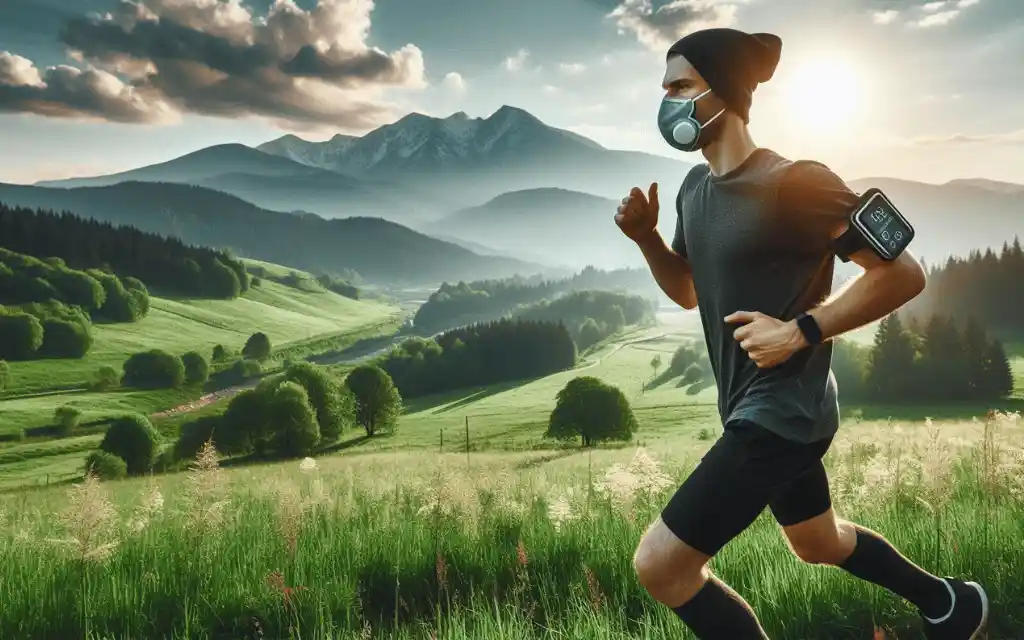 Person jogging outdoors, representing the connection between exercise and improved air quality.