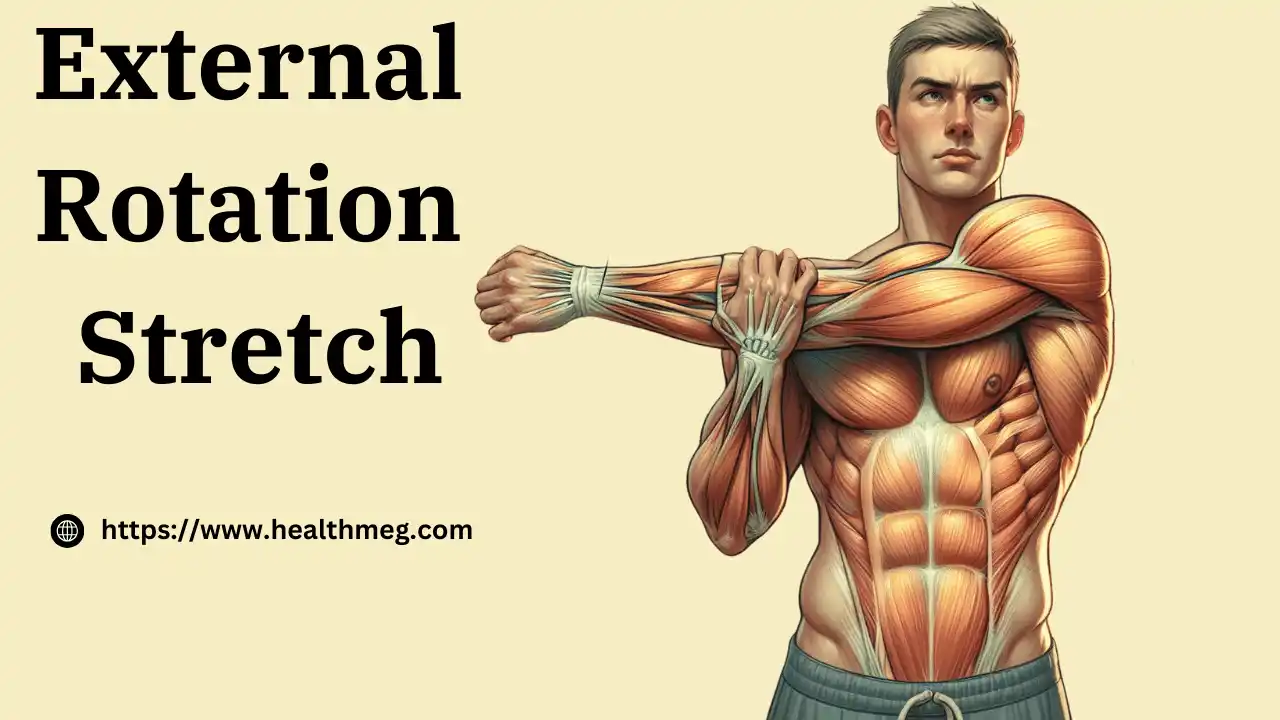 A man is performing external rotation stretch